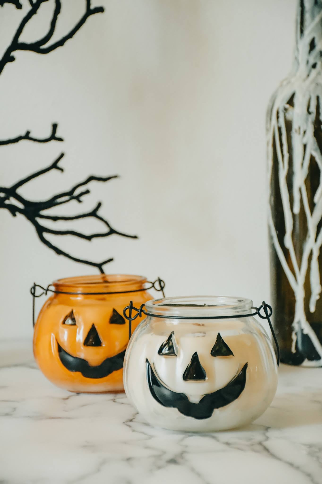 Pumpkin Shaped Glass Lantern Candle