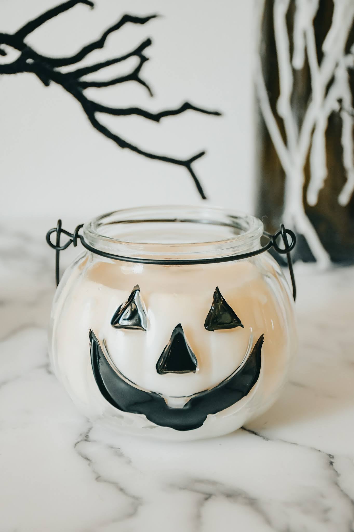 Pumpkin Shaped Glass Lantern Candle